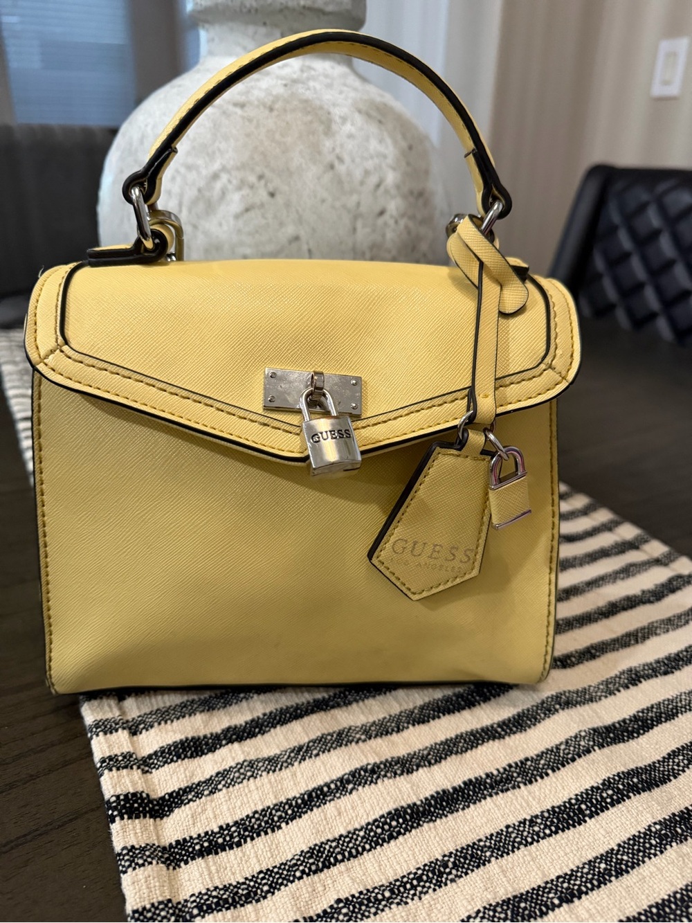 GUESS Yellow Mini Top-Handle Satchel Crossbody Bag
